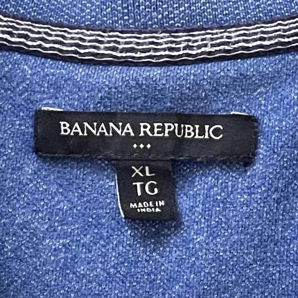 Banana Republic Polo Shirt Mens XL Collared Short Sleeve Relaxed Fit Resort Blue